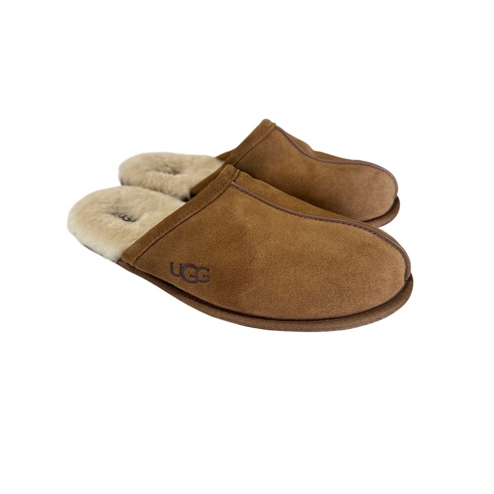 UGG Men's Chestnut Brown Sheepskin Suede Scuff House Slippers Size 12